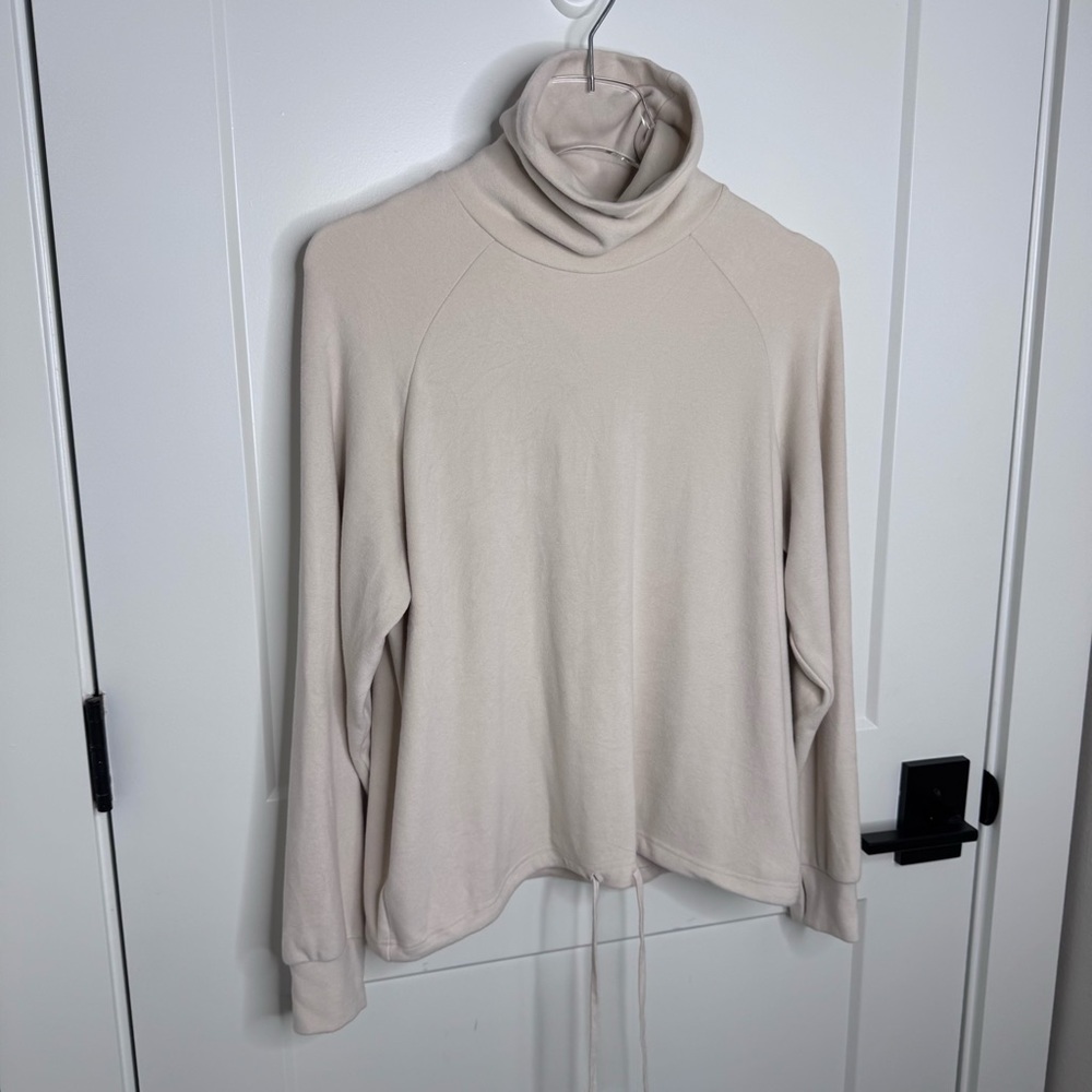 Varley Portland High Neck Midlayer Restore Jersey Pullover Cream Drawstring XS - Picture 11 of 15